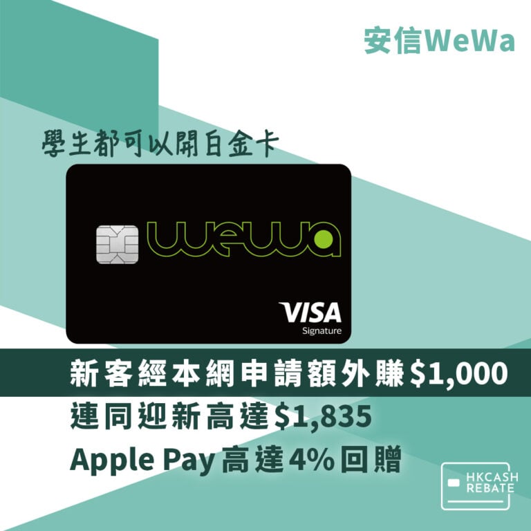安信WeWa Card信用卡:手機支付高達4%回贈!迎新/上下限/年費全攻略